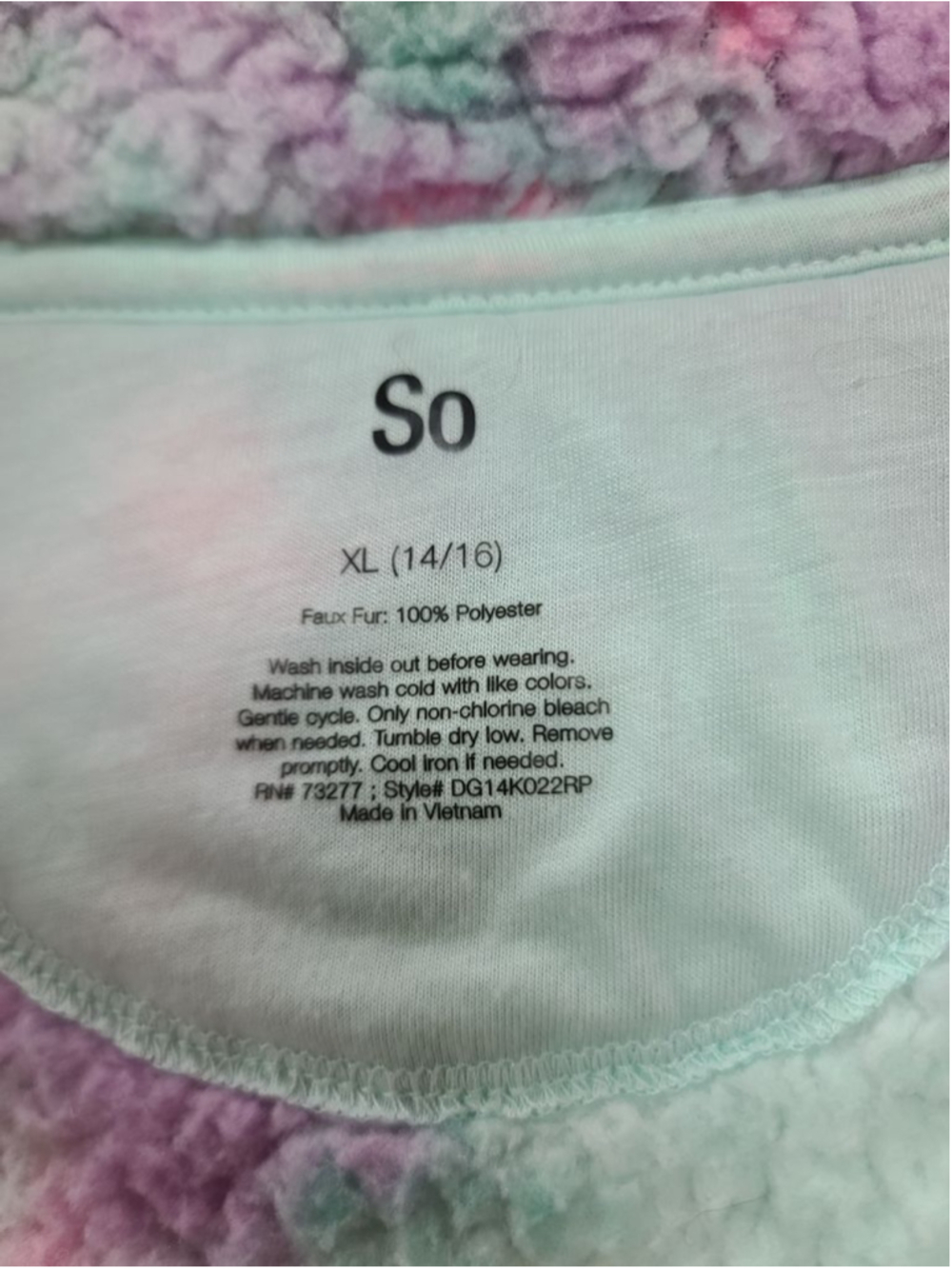 SO Girls Fleece Sherpa Vest & Long Sleeve Star Top Set Size XL 14/16 Mint - Picture 5 of 9